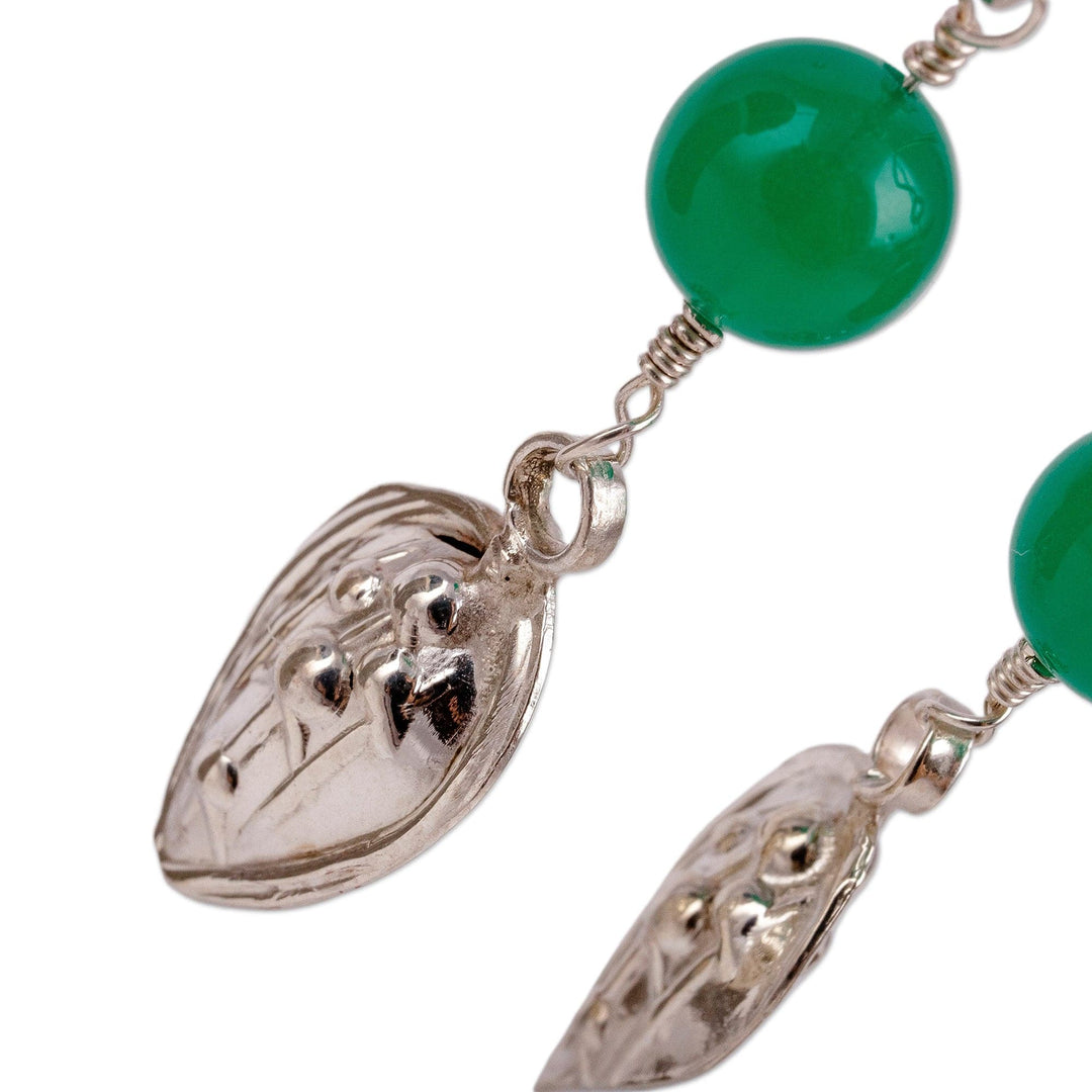 Polished Natural Chrysoprase Dangle Earrings from Uzbekistan - Prudent Shield