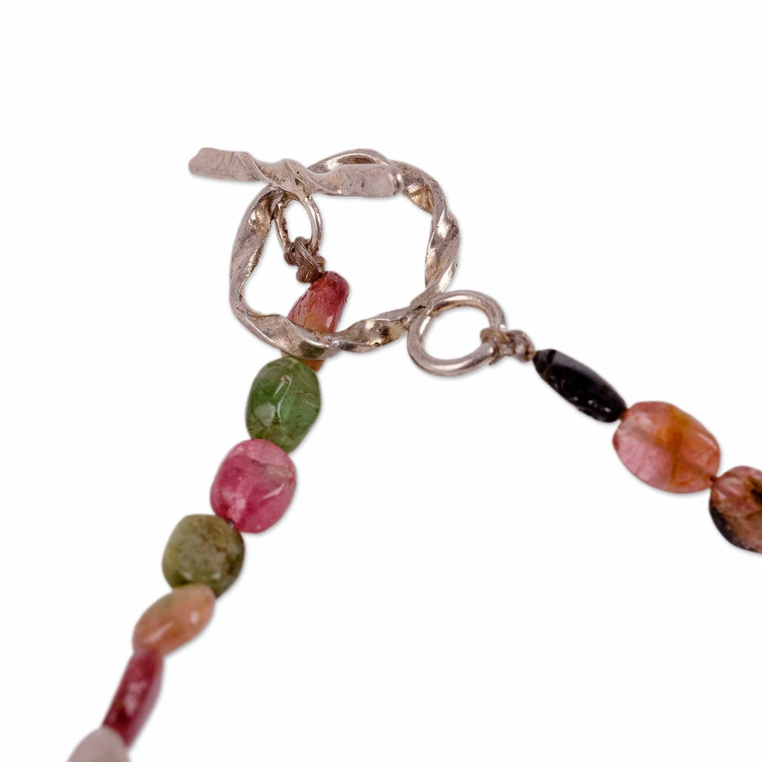 Natural Tourmaline Beaded Waterfall Necklace from Uzbekistan - Creative Soul