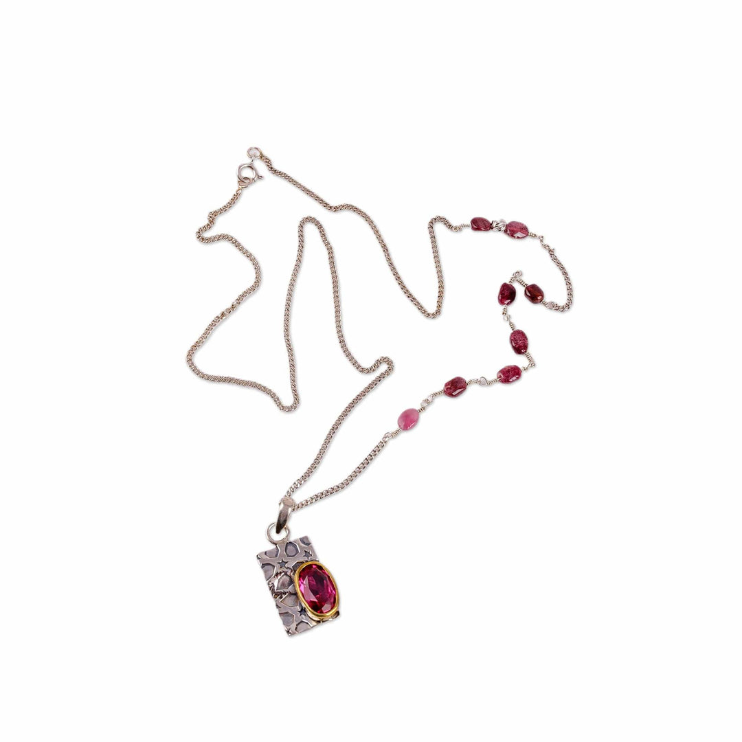 Star-Themed Geometric Almandine Garnet Pendant Necklace - Passionate Constellation