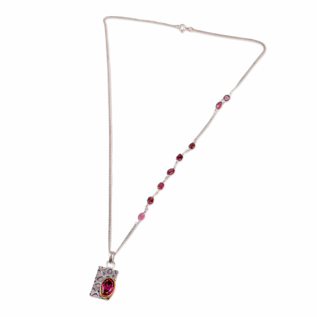 Star-Themed Geometric Almandine Garnet Pendant Necklace - Passionate Constellation