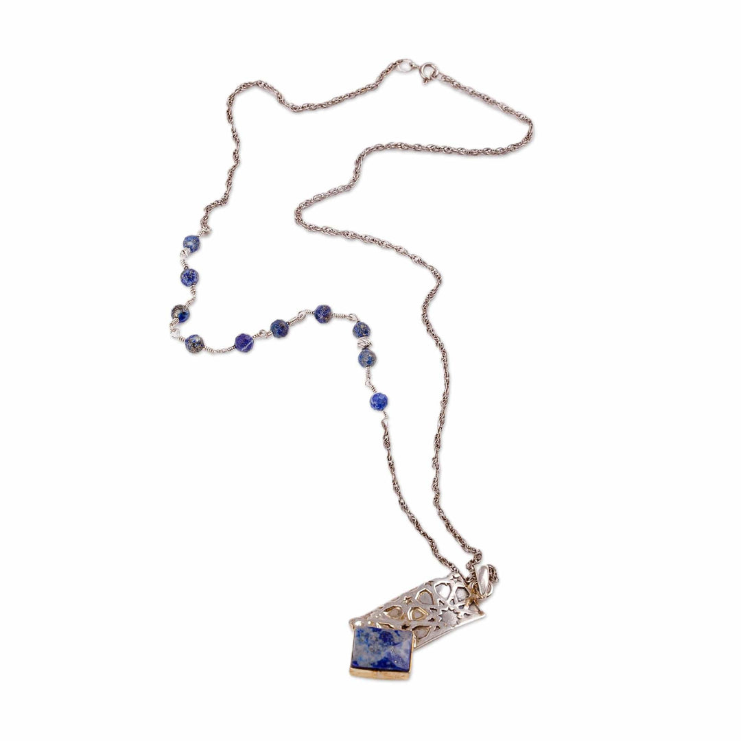 Star-Themed Geometric Natural Lapis Lazuli Pendant Necklace - Royal Constellation