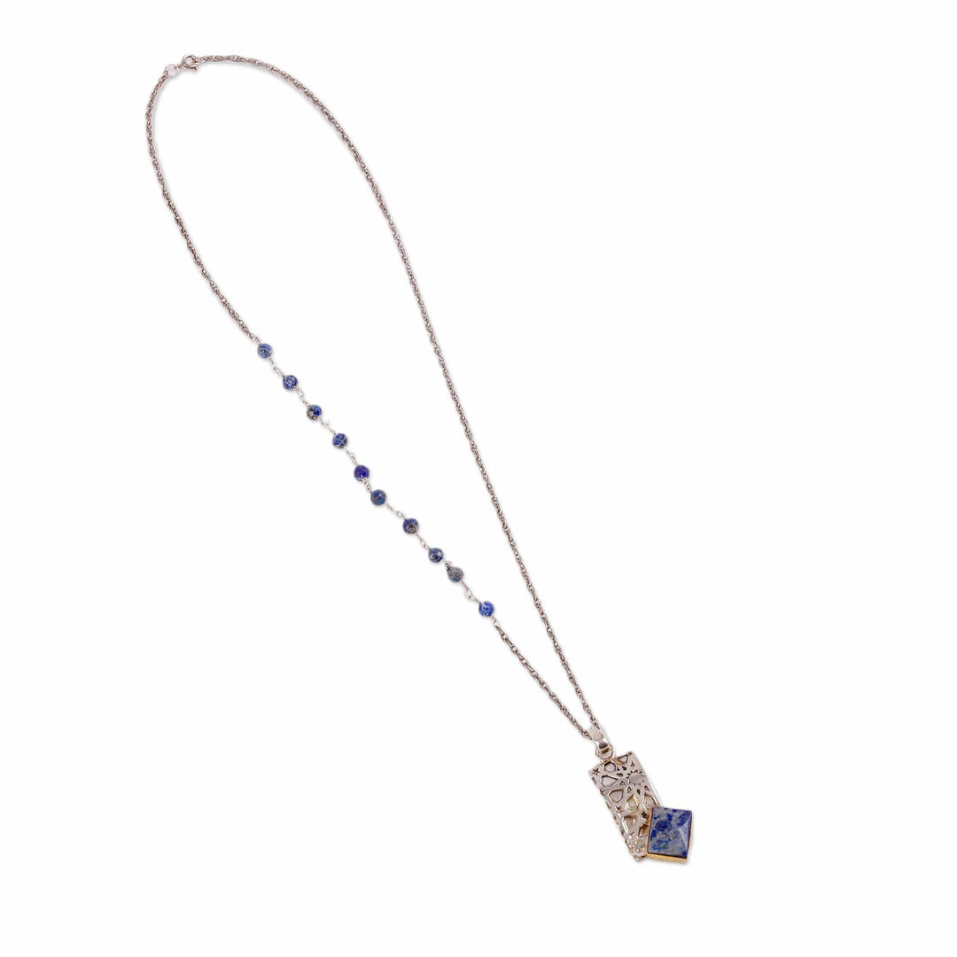 Star-Themed Geometric Natural Lapis Lazuli Pendant Necklace - Royal Constellation