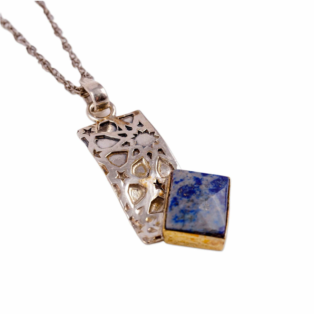 Star-Themed Geometric Natural Lapis Lazuli Pendant Necklace - Royal Constellation