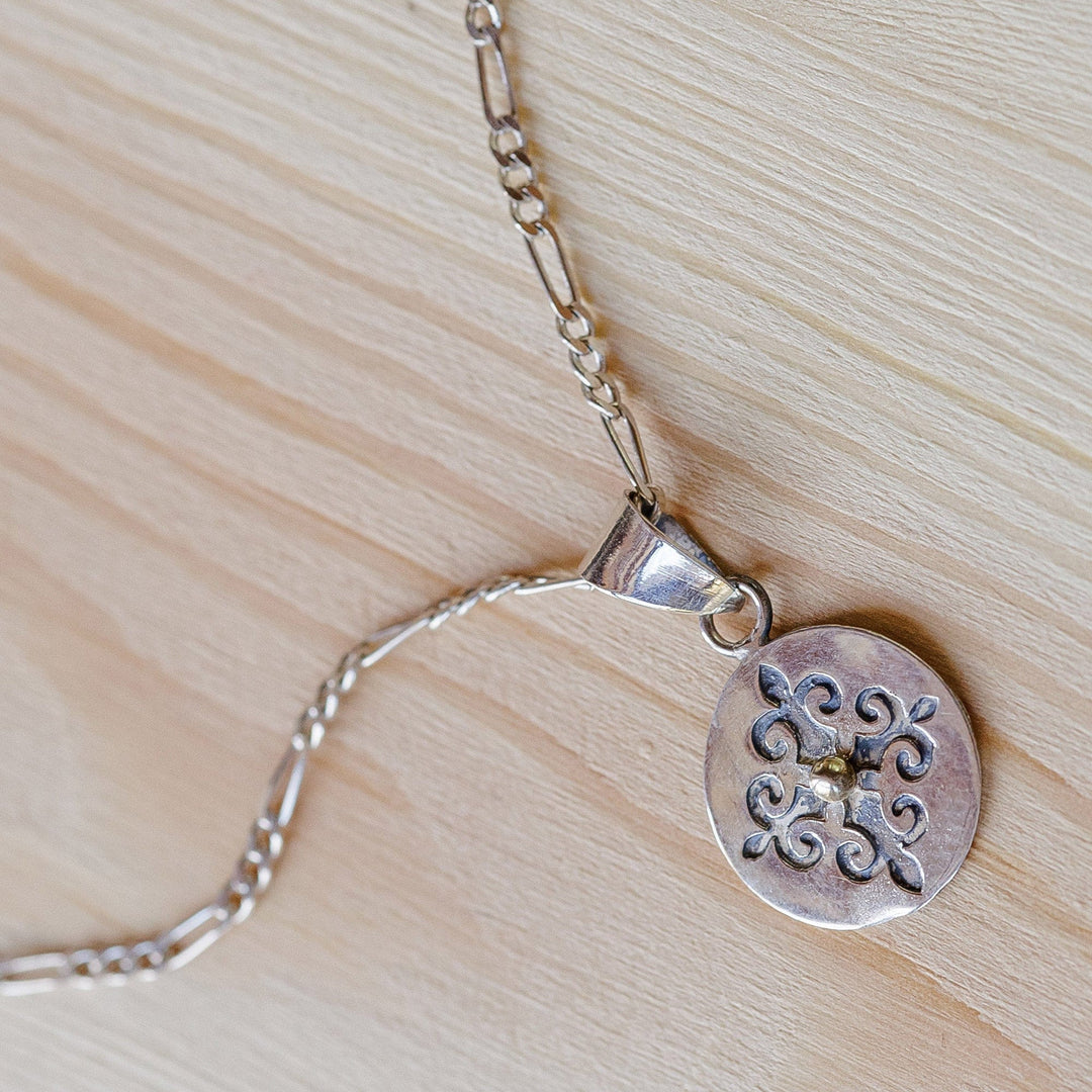 Baroque-Inspired Oval Sterling Silver Pendant Necklace - Medal of Eminence