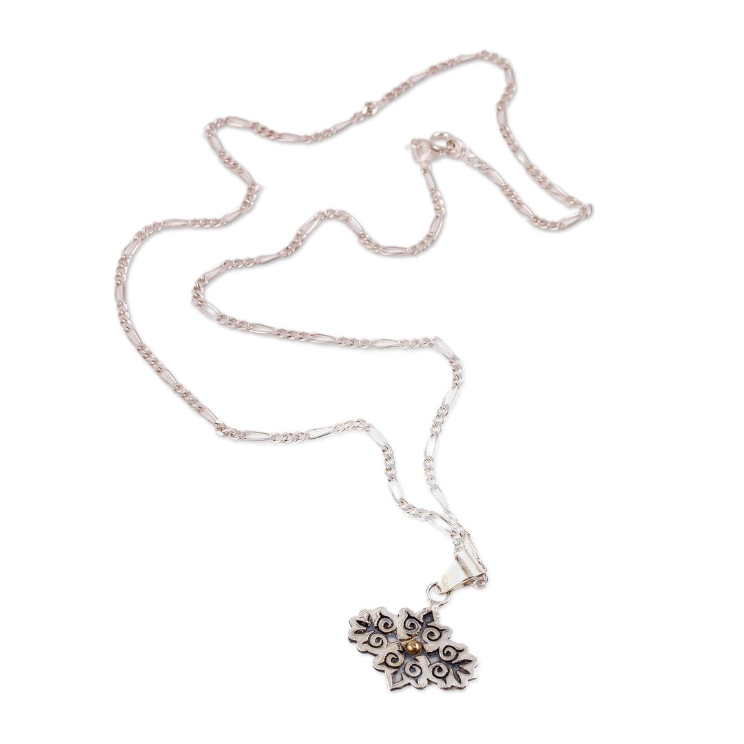 Baroque-Inspired Floral Sterling Silver Pendant Necklace - Medal of the Royal
