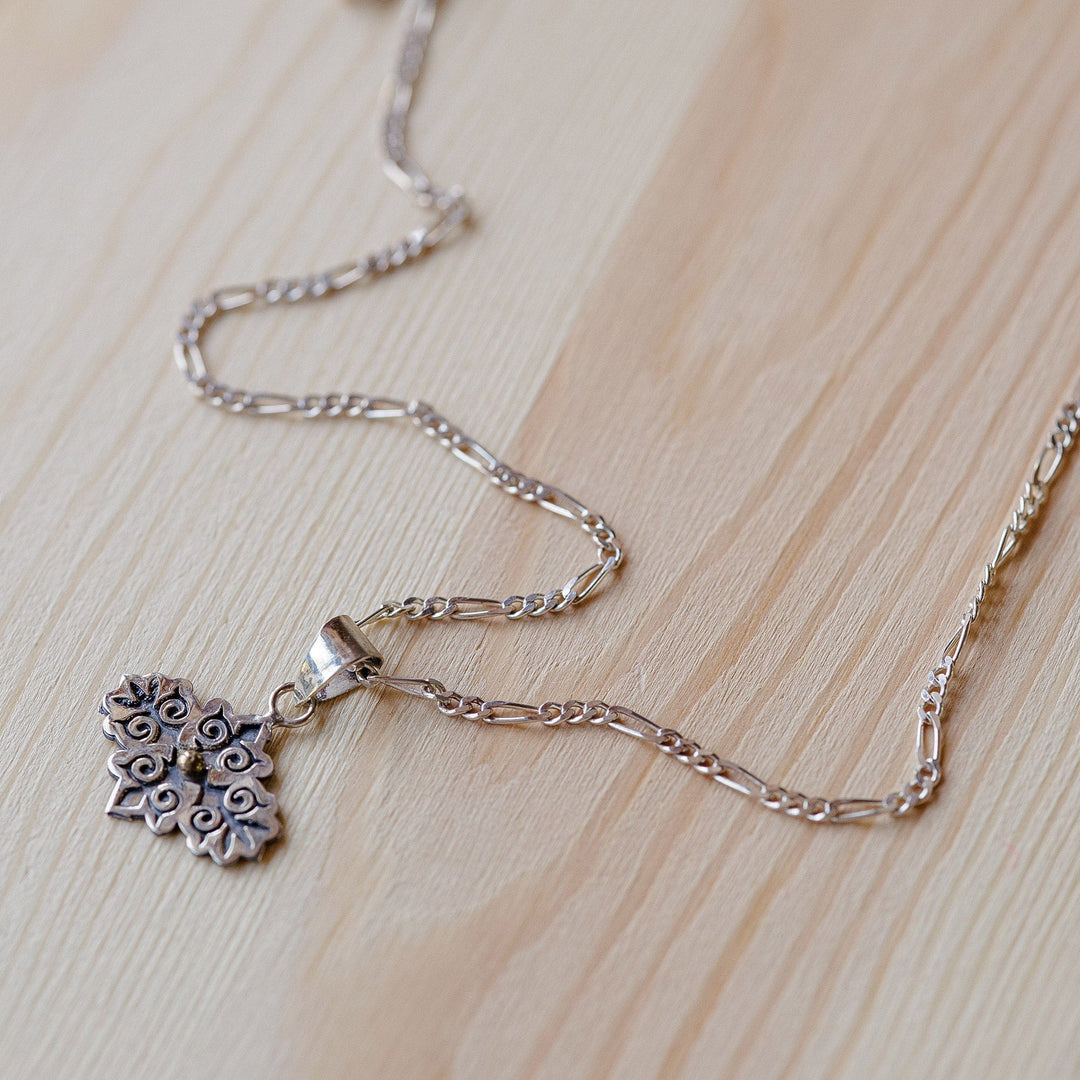 Baroque-Inspired Floral Sterling Silver Pendant Necklace - Medal of the Royal