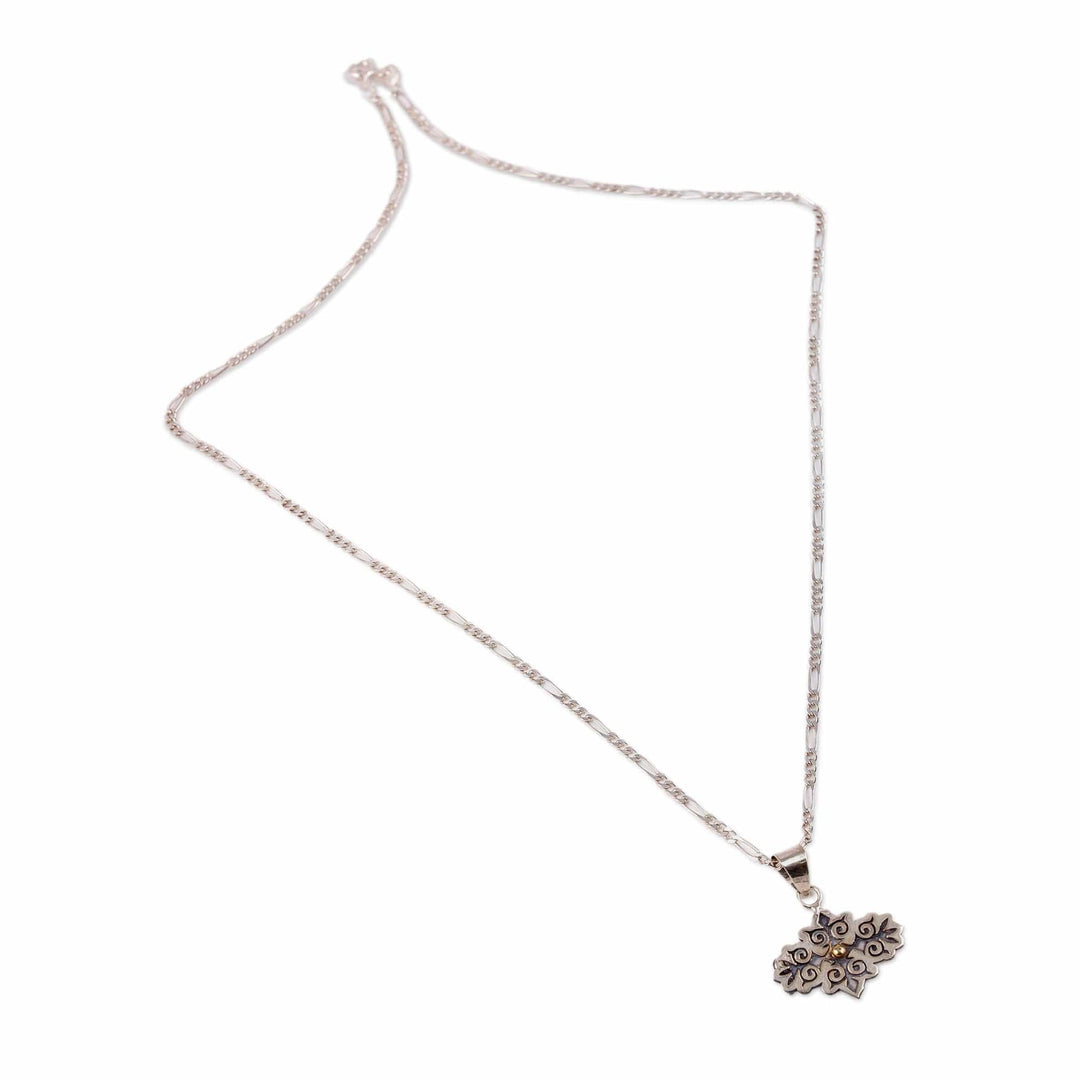 Baroque-Inspired Floral Sterling Silver Pendant Necklace - Medal of the Royal
