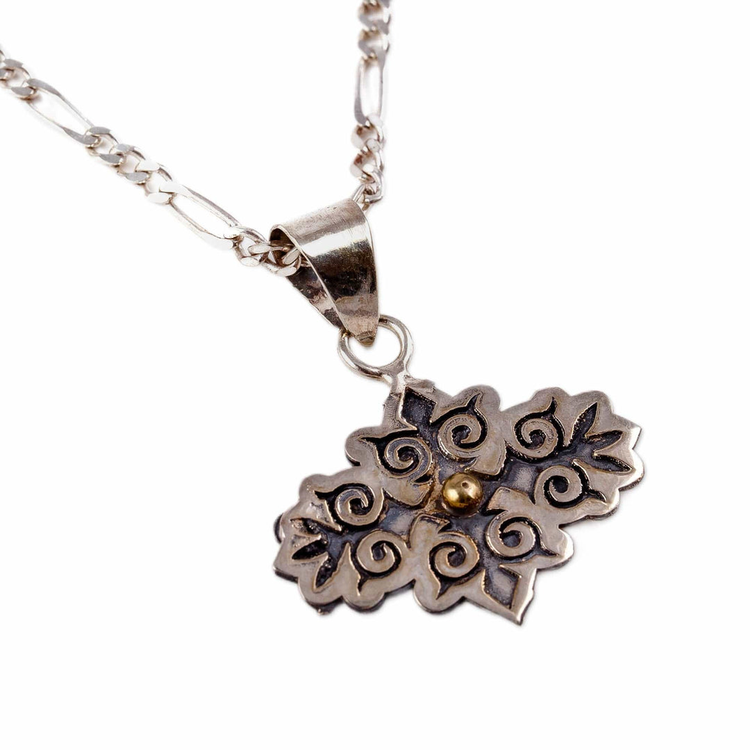 Baroque-Inspired Floral Sterling Silver Pendant Necklace - Medal of the Royal
