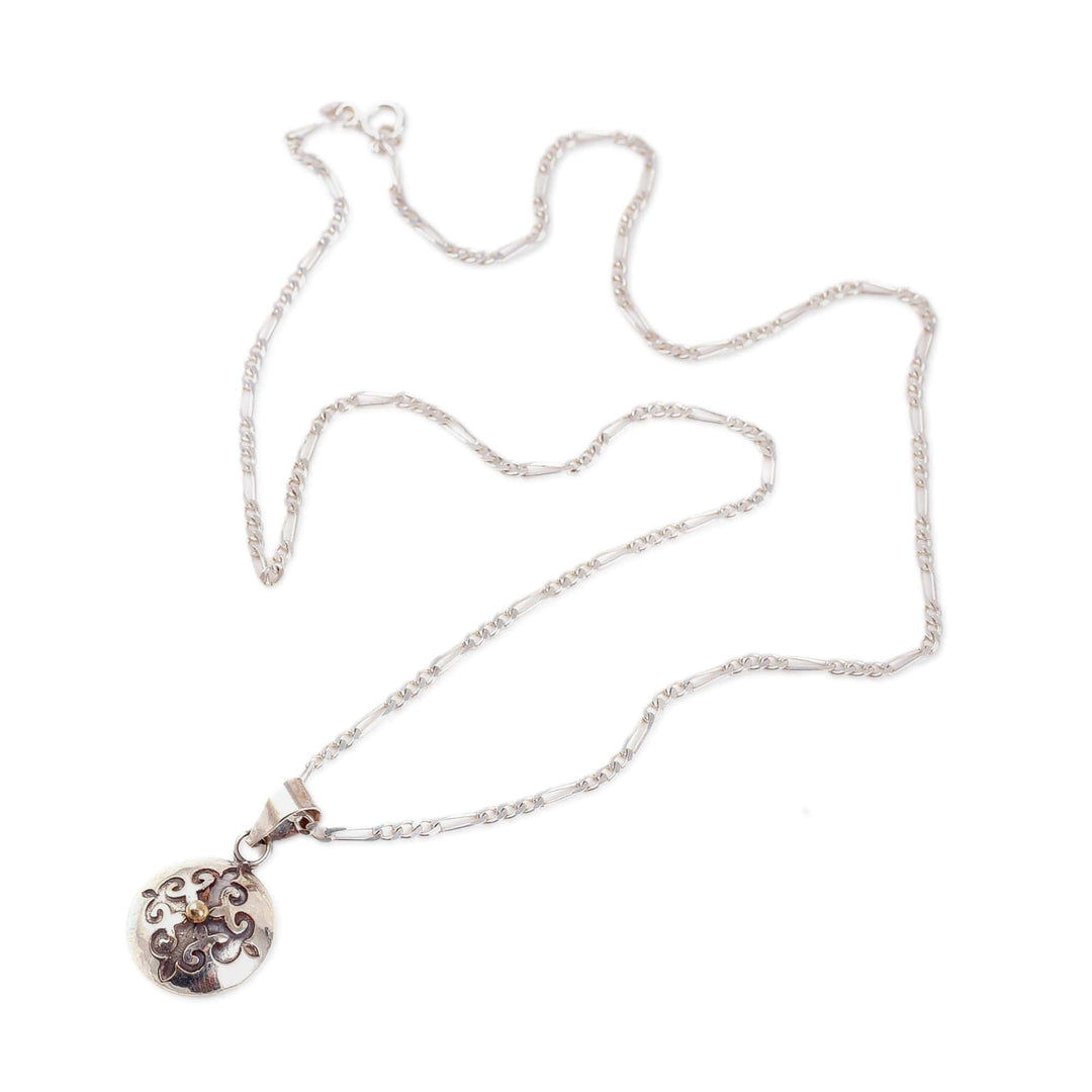 Baroque-Inspired Round Sterling Silver Pendant Necklace - Medal of the Heroic