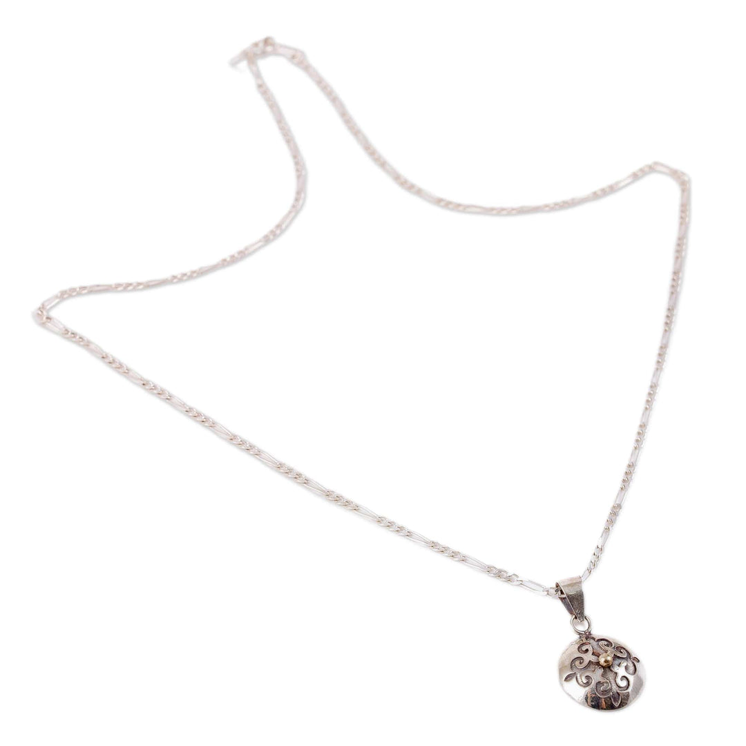 Baroque-Inspired Round Sterling Silver Pendant Necklace - Medal of the Heroic