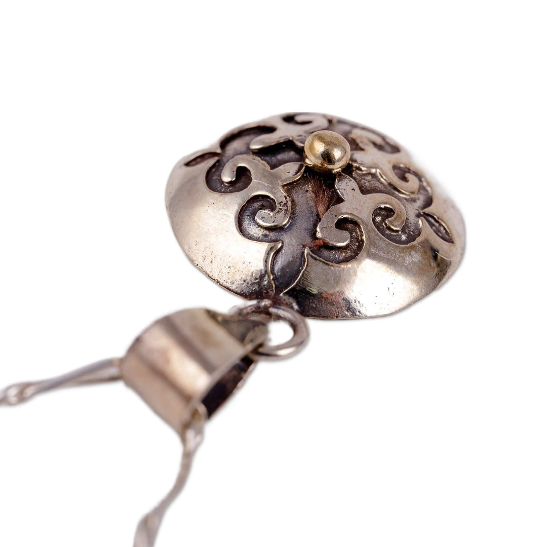Baroque-Inspired Round Sterling Silver Pendant Necklace - Medal of the Heroic