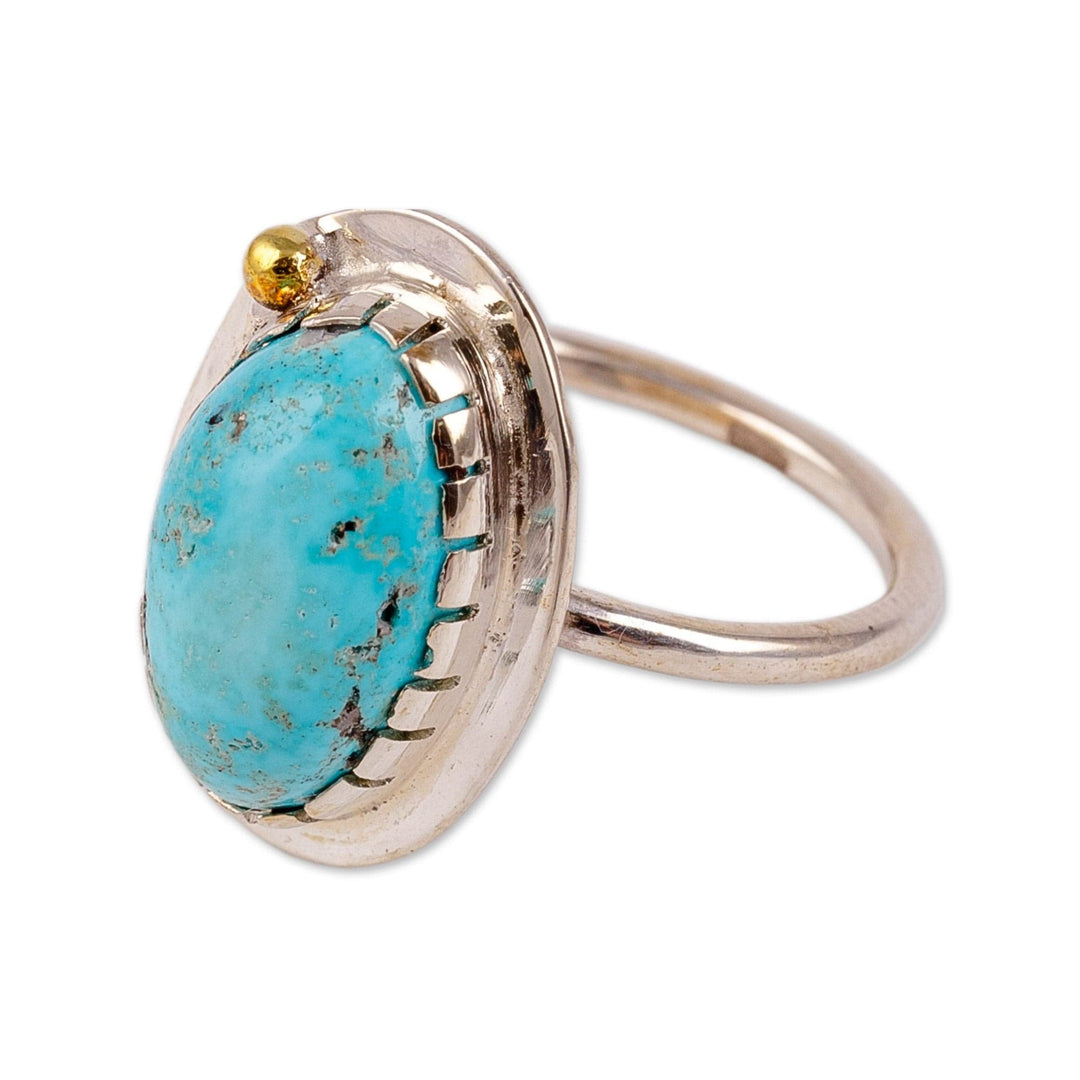 Polished Natural Turquoise Sterling Silver Cocktail Ring - Reign of Hope