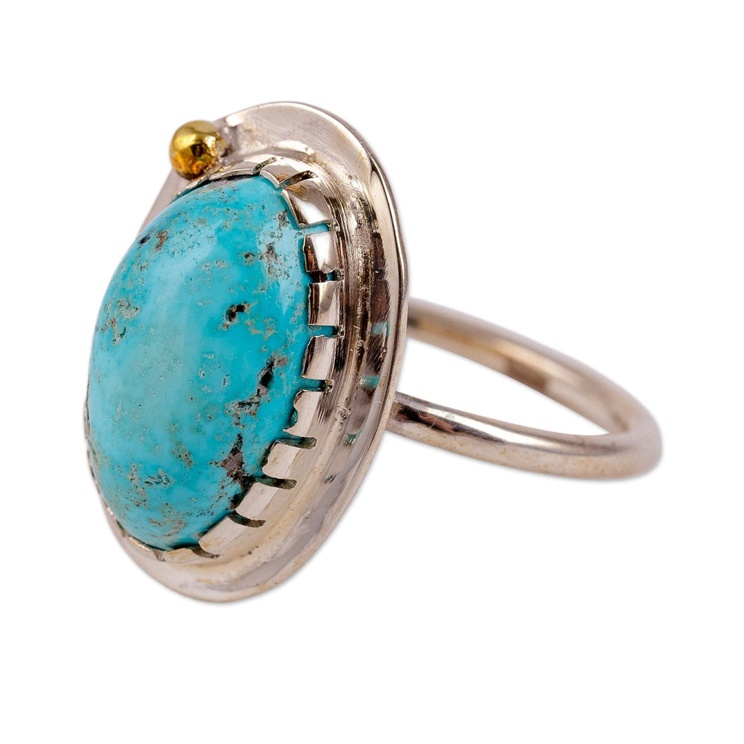 Polished Natural Turquoise Sterling Silver Cocktail Ring - Reign of Hope