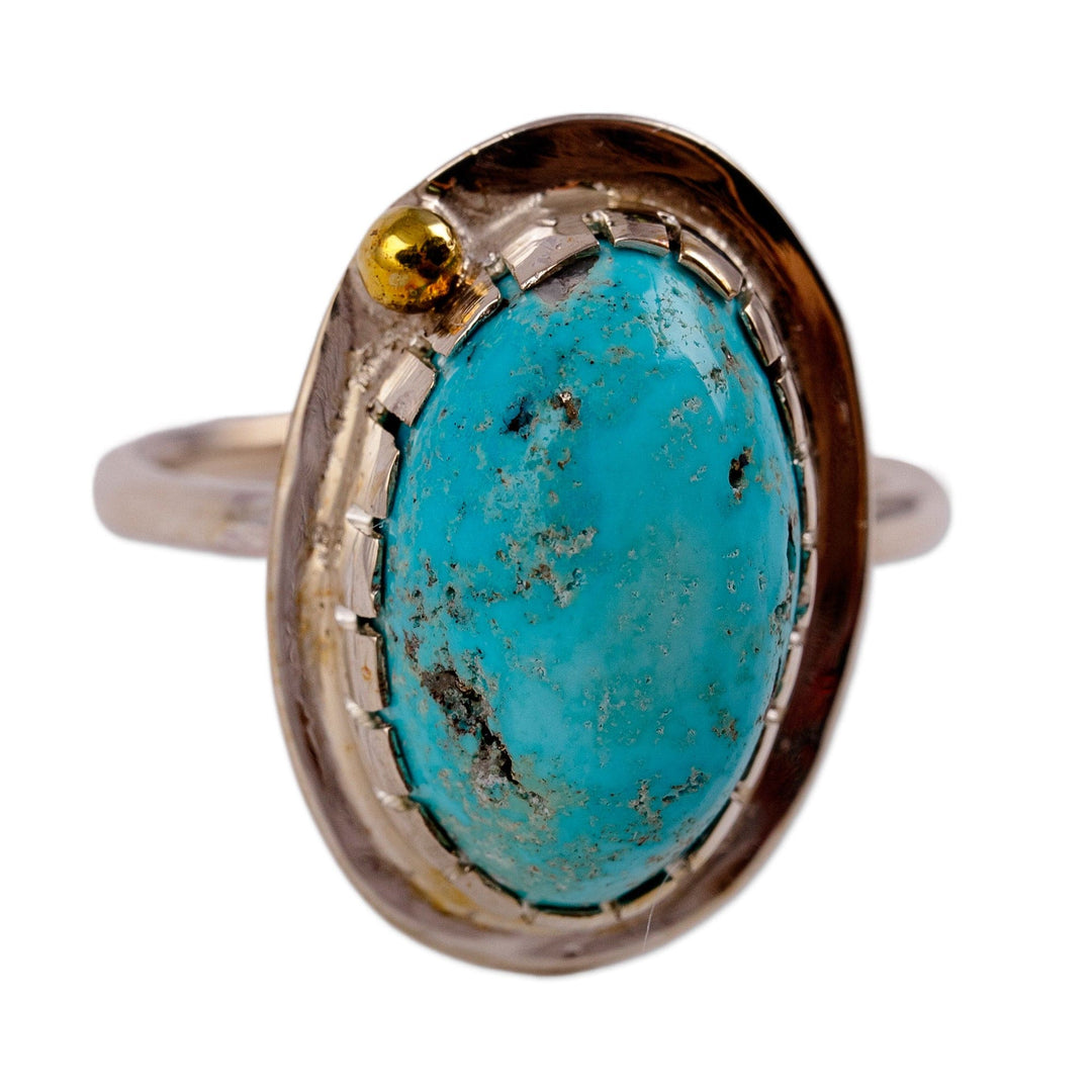 Polished Natural Turquoise Sterling Silver Cocktail Ring - Reign of Hope