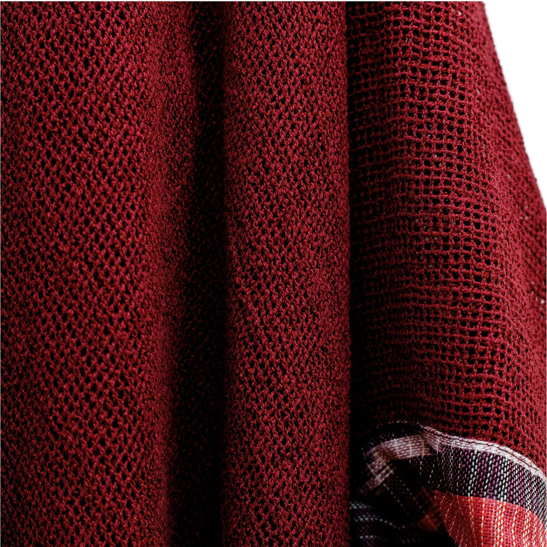 Ikat Patterned Crimson 100% Cotton Open-Front Cape - Ikat Reign