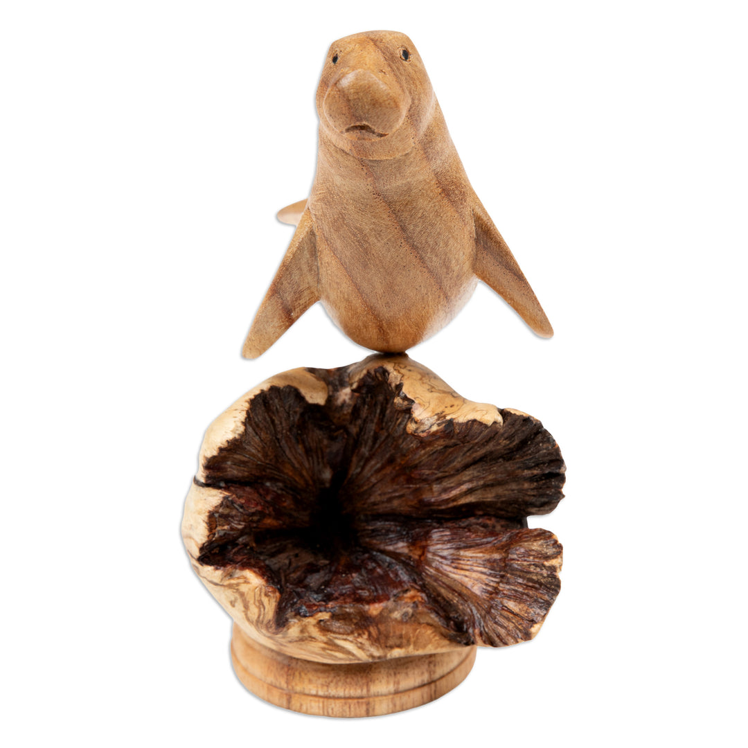Handcrafted Jempinis and Benalu Wood Dugong Sculpture - Indonesian Mermaid