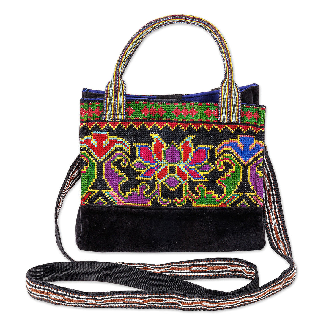 Viscose Sling Bag with Classic Floral Embroidered Pattern - Grace in Uzbekistan