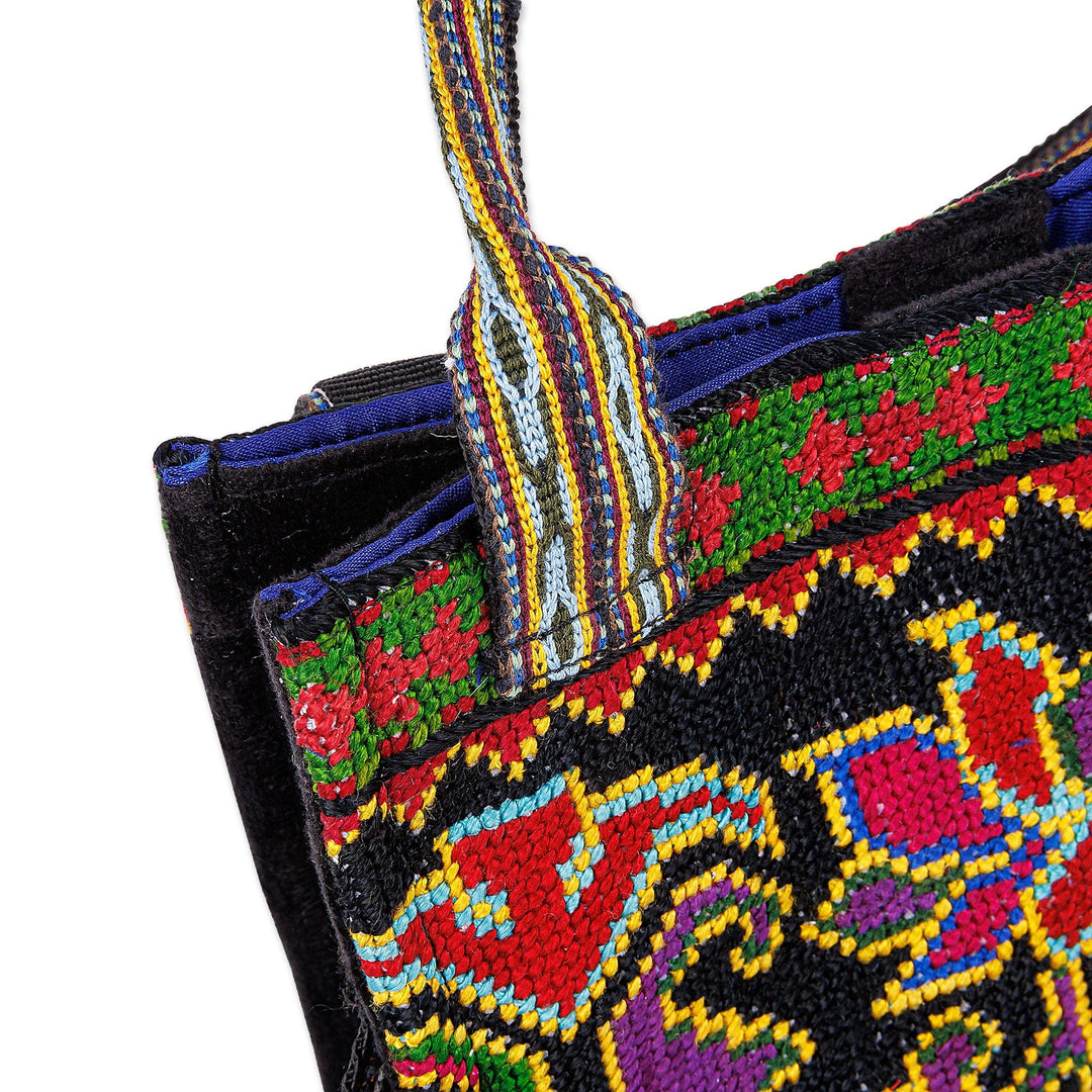 Viscose Sling Bag with Classic Floral Embroidered Pattern - Grace in Uzbekistan