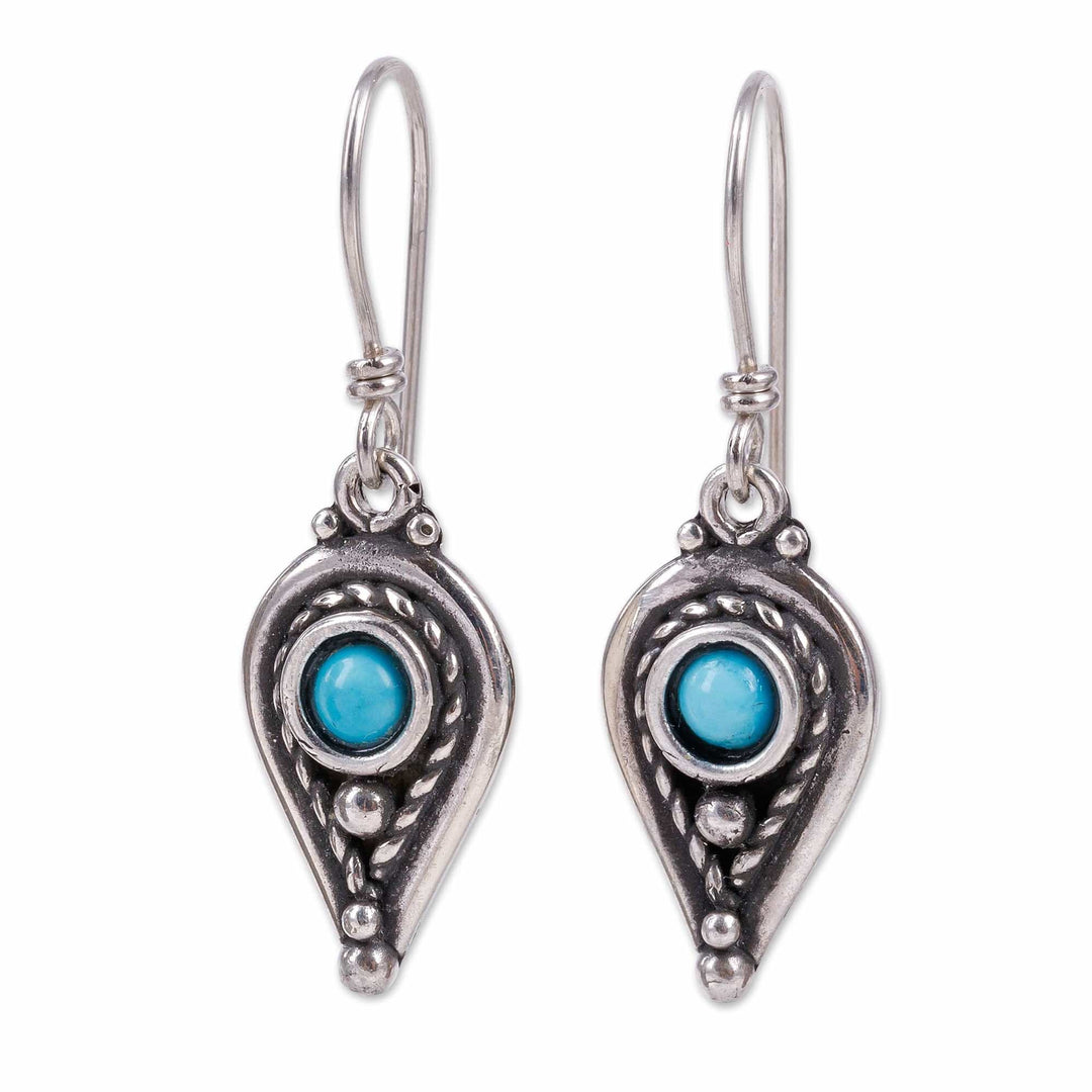 Classic Drop-Shaped Reconstituted Turquoise Dangle Earrings - Peaceful Drops