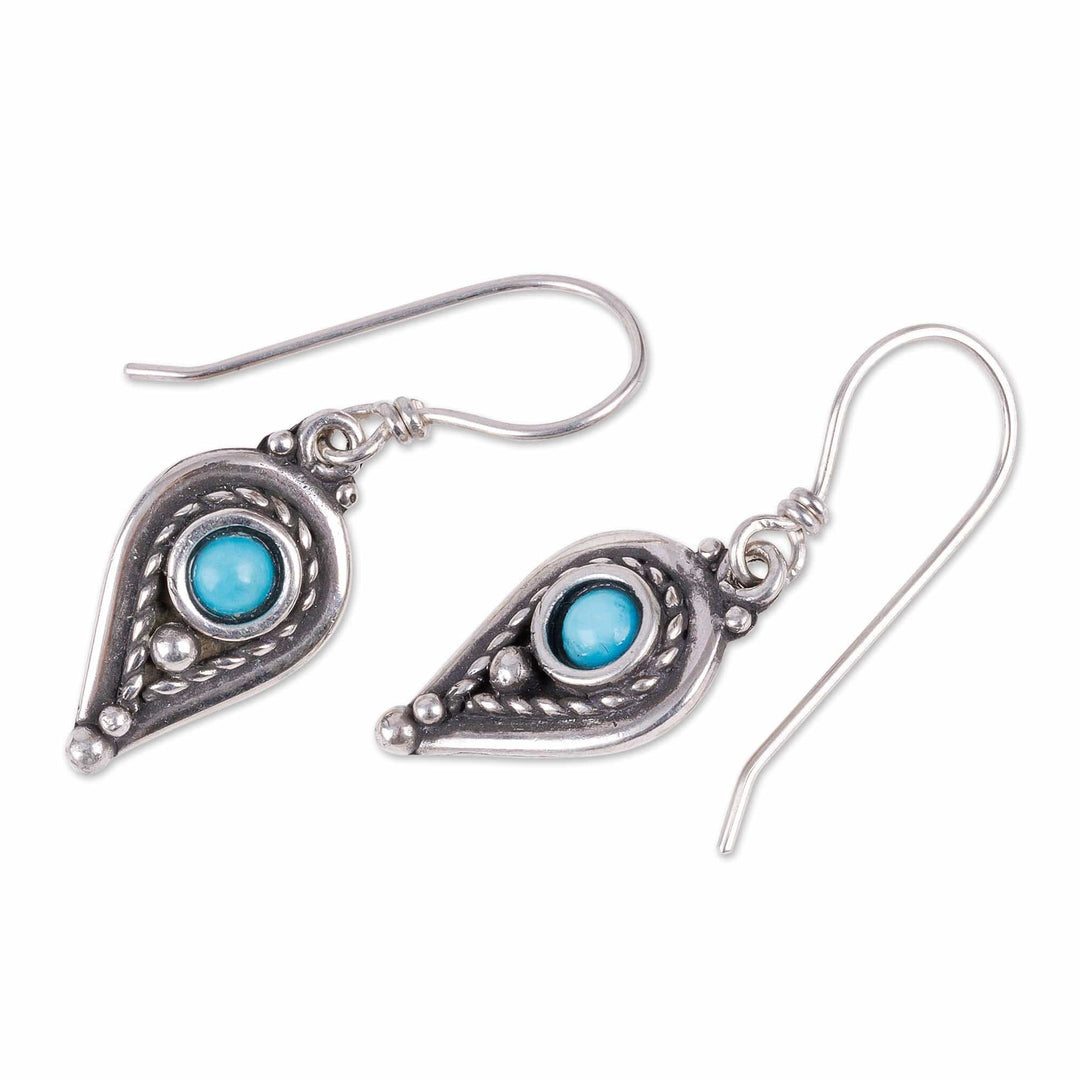 Classic Drop-Shaped Reconstituted Turquoise Dangle Earrings - Peaceful Drops