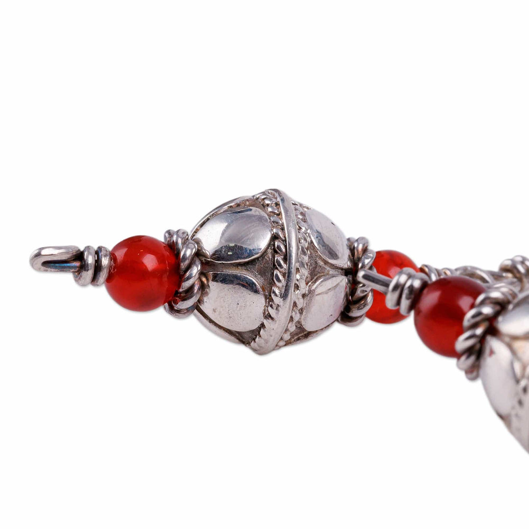 Sterling Silver and Natural Carnelian Dangle Earrings - Fiery Tradition