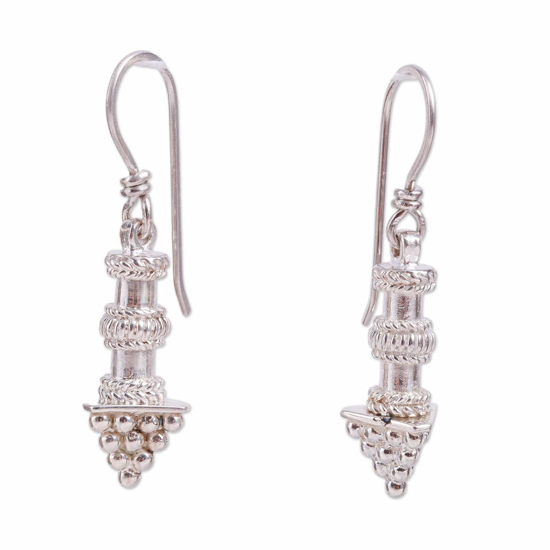 Polished Classic Sterling Silver Dangle Earrings - Dame's Castle
