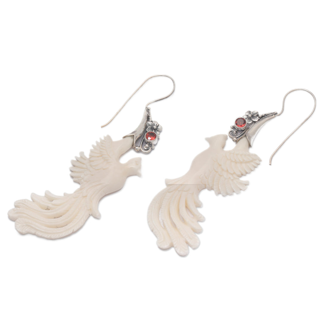 Peacock-Themed Natural Faceted Garnet Drop Earrings - Passionate Peacock