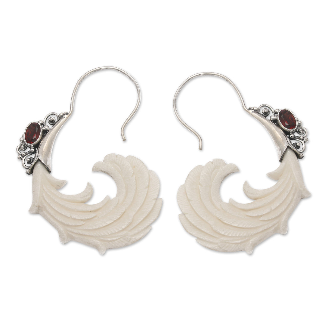 Traditional Sterling Silver and Natural Garnet Drop Earrings - Passionate Feathers