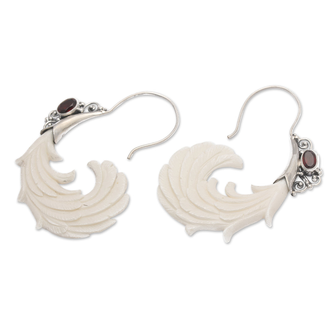Traditional Sterling Silver and Natural Garnet Drop Earrings - Passionate Feathers