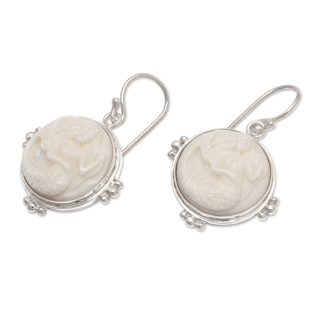 Polished Mermaid-Themed Sterling Silver Dangle Earrings - Beautiful Mermaid