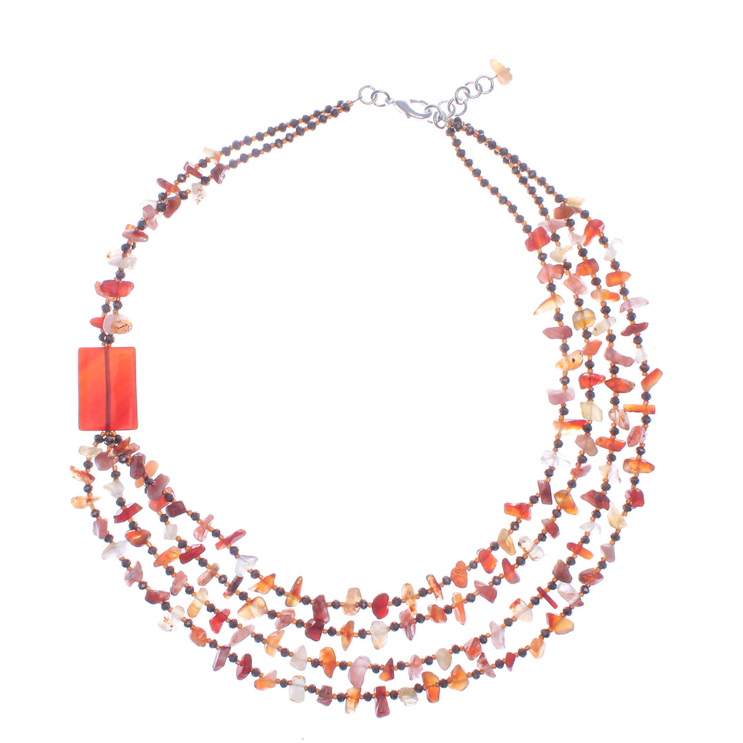 Orange Carnelian and Chalcedony Strand Necklace - Window to Courage