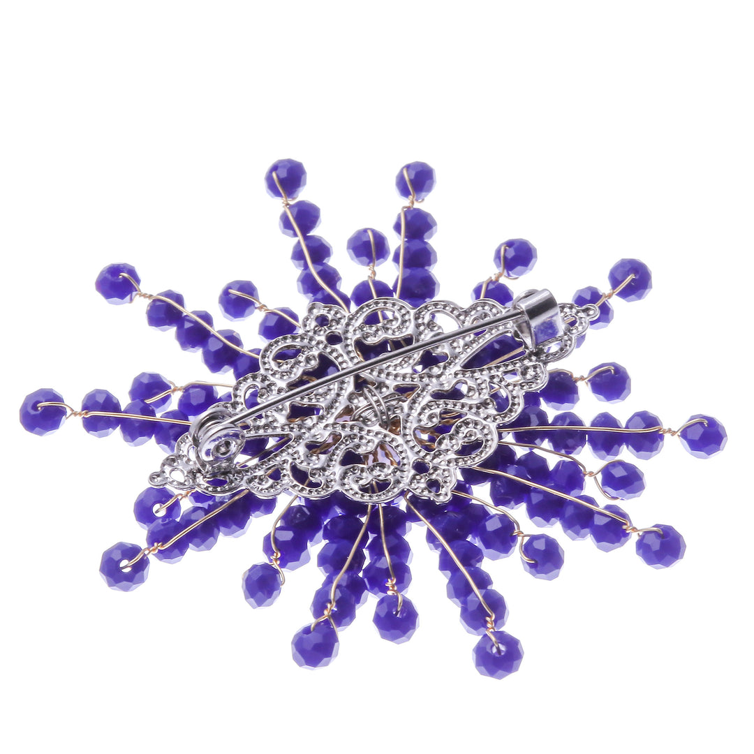 Star-Shaped Blue Chalcedony and Glass Beaded Brooch - The Magical Starlight