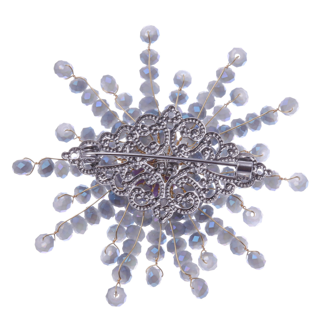 Star-Shaped Purple Quartz and Glass Beaded Brooch - The Ethereal Starlight