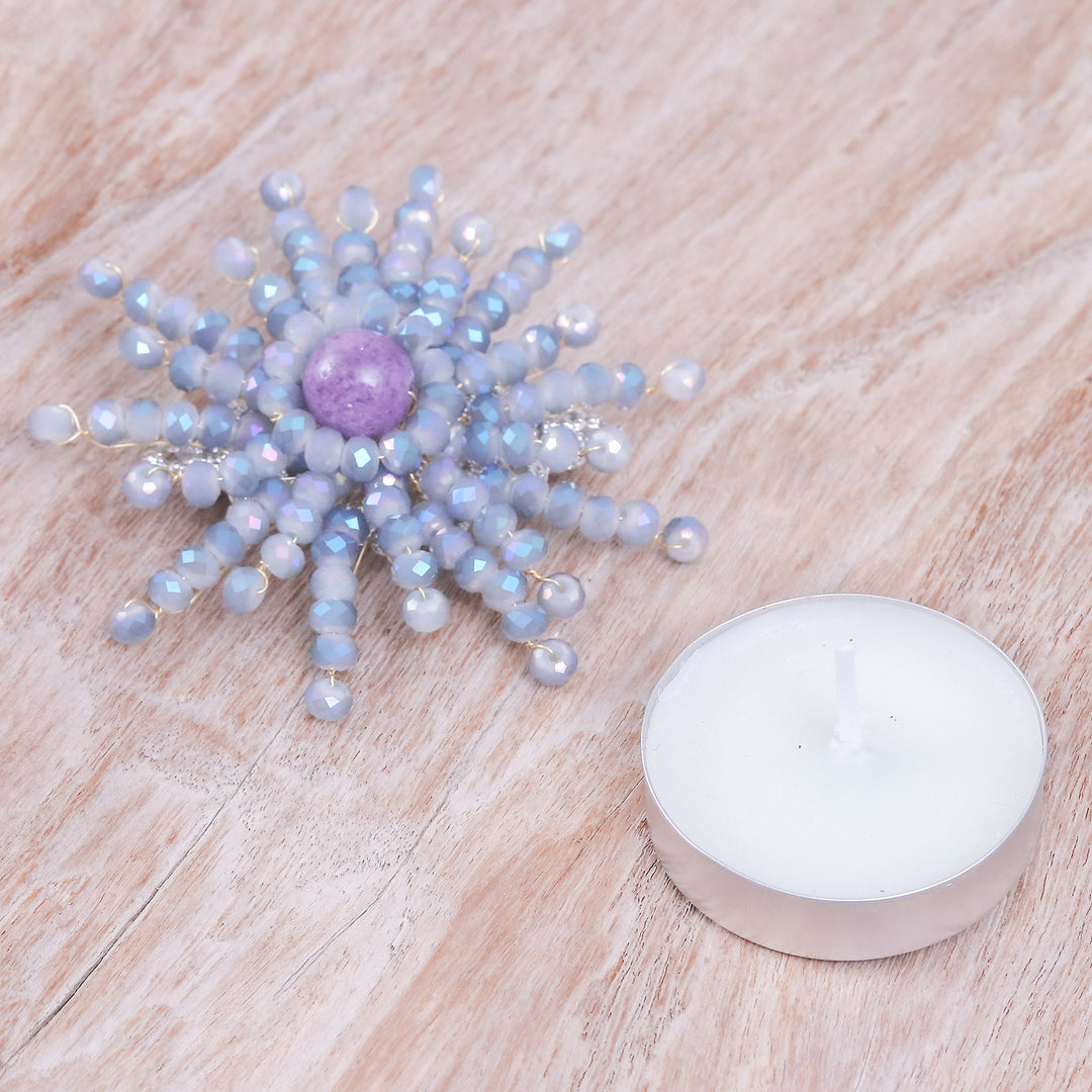 Star-Shaped Purple Quartz and Glass Beaded Brooch - The Ethereal Starlight