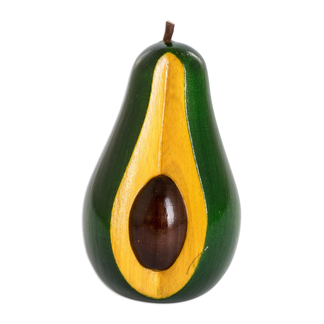 Hand-Painted Cypress Wood Avocado Figurine from Guatemala - This Land's Avocado