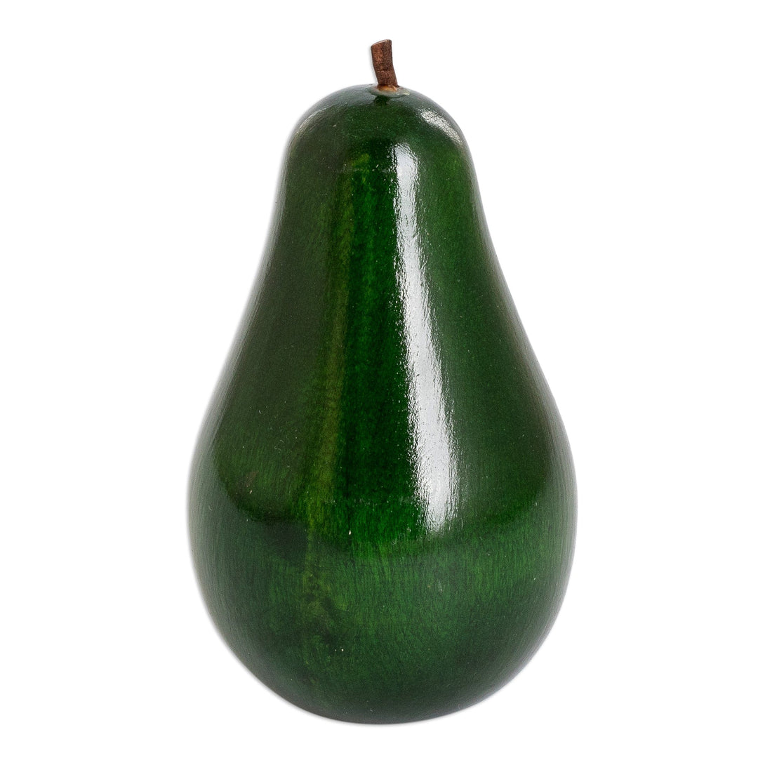 Hand-Painted Cypress Wood Avocado Figurine from Guatemala - This Land's Avocado