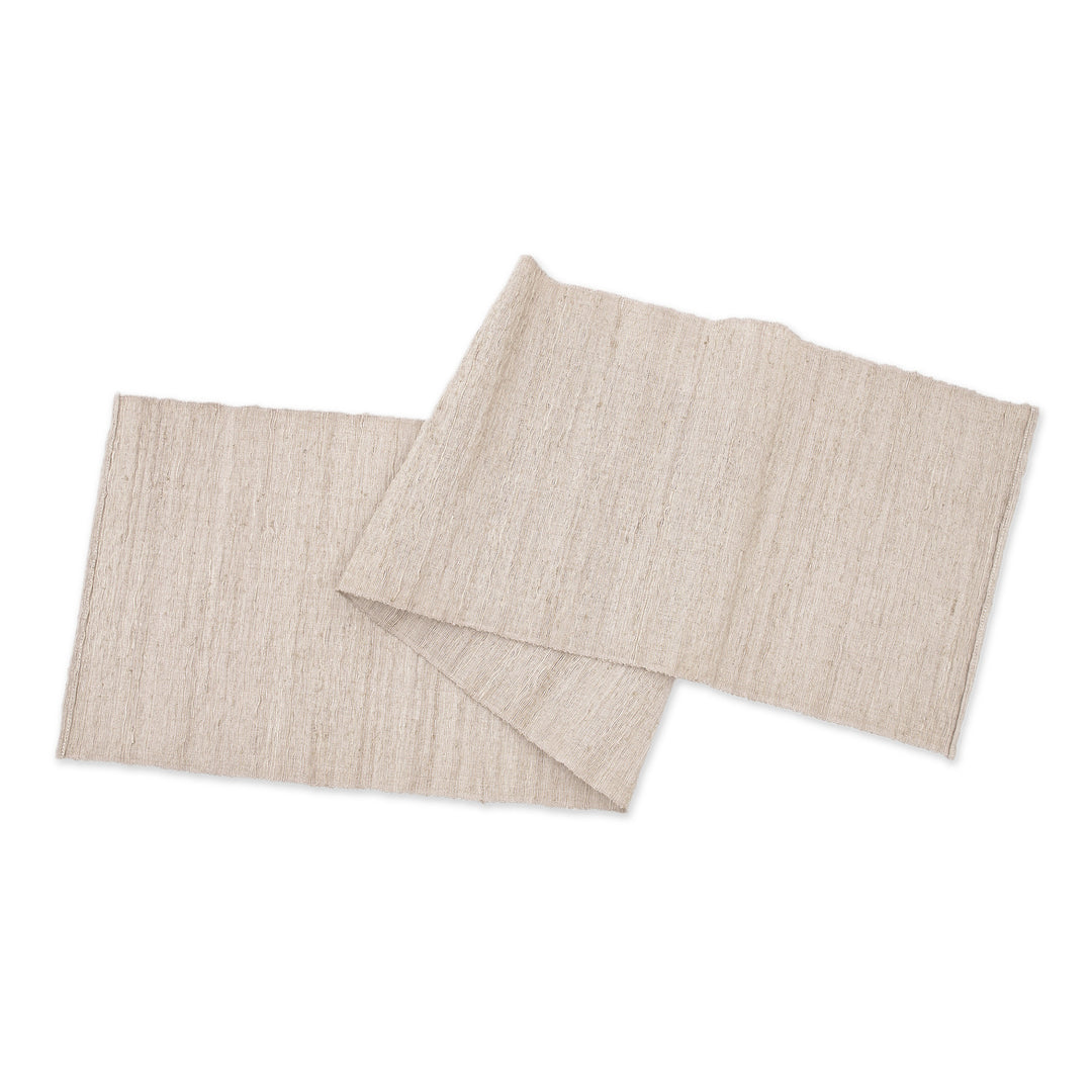 Set of 5 Cotton and Fragrant Root Table Runner and Placemats - Natural Flavor