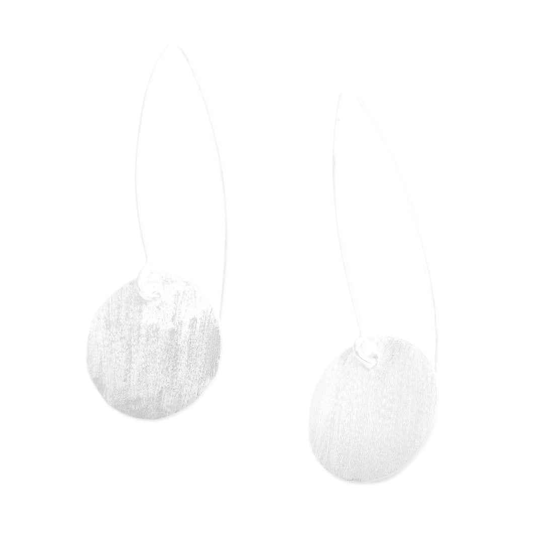 Minimalist Round Sterling Silver Drop Earrings from Bali - Avant-Garde Moon