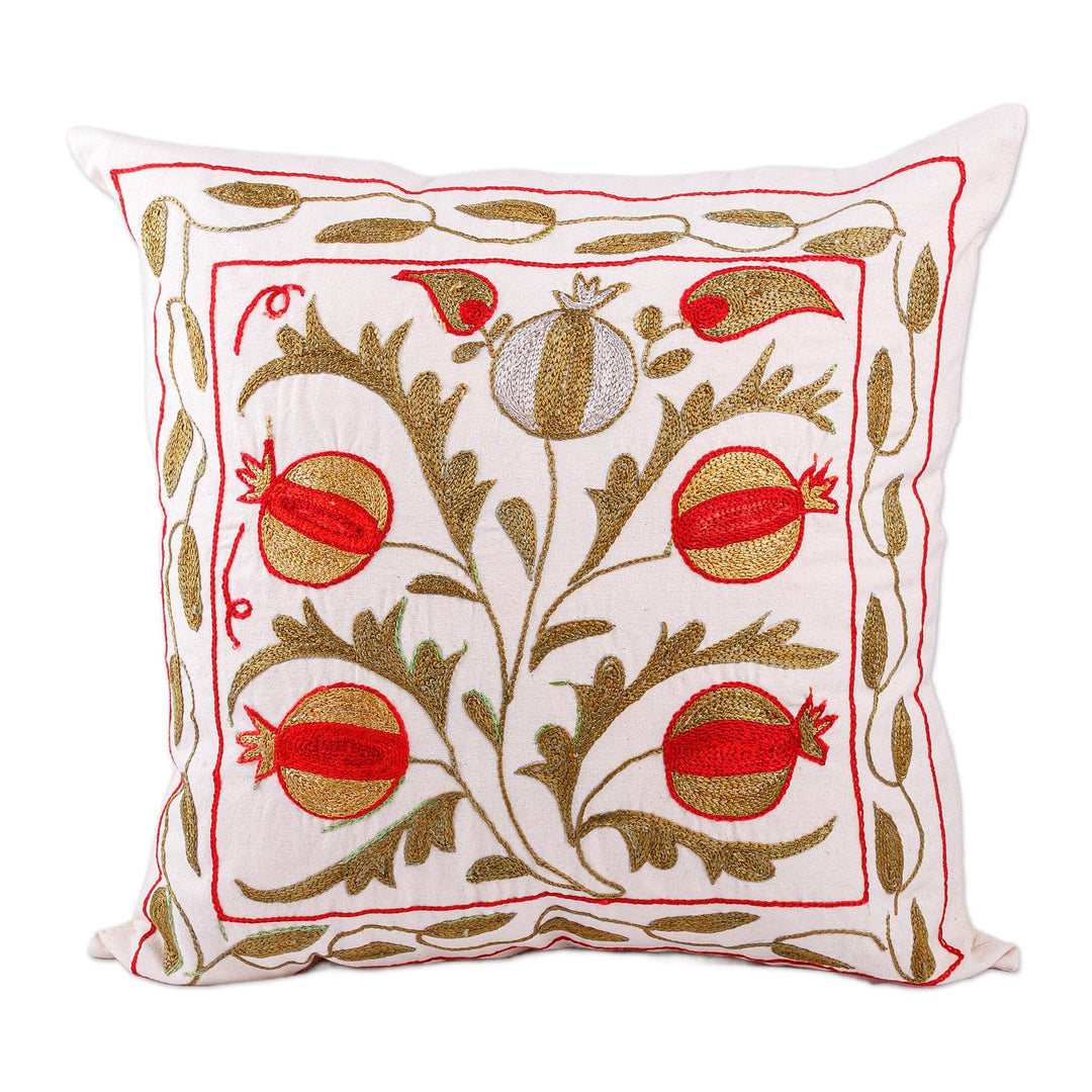Green and Silver Embroidered Cotton and Viscose Pillow Sham - Romance Forest