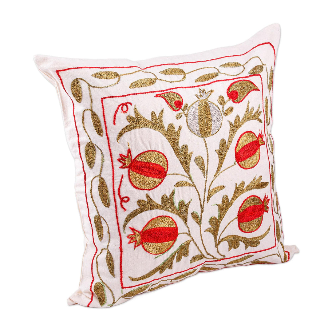 Green and Silver Embroidered Cotton and Viscose Pillow Sham - Romance Forest