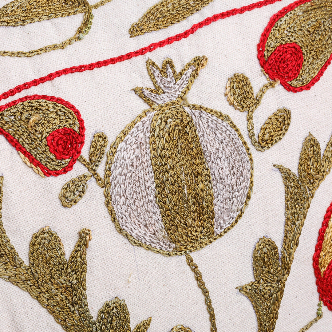 Green and Silver Embroidered Cotton and Viscose Pillow Sham - Romance Forest