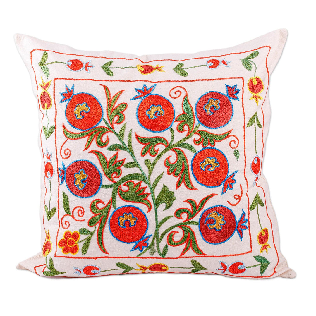 Pomegranate Embroidered Cotton and Viscose Pillow Sham - Enchanted Era