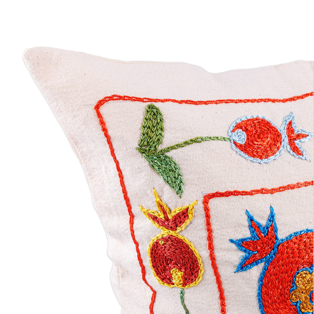 Pomegranate Embroidered Cotton and Viscose Pillow Sham - Enchanted Era