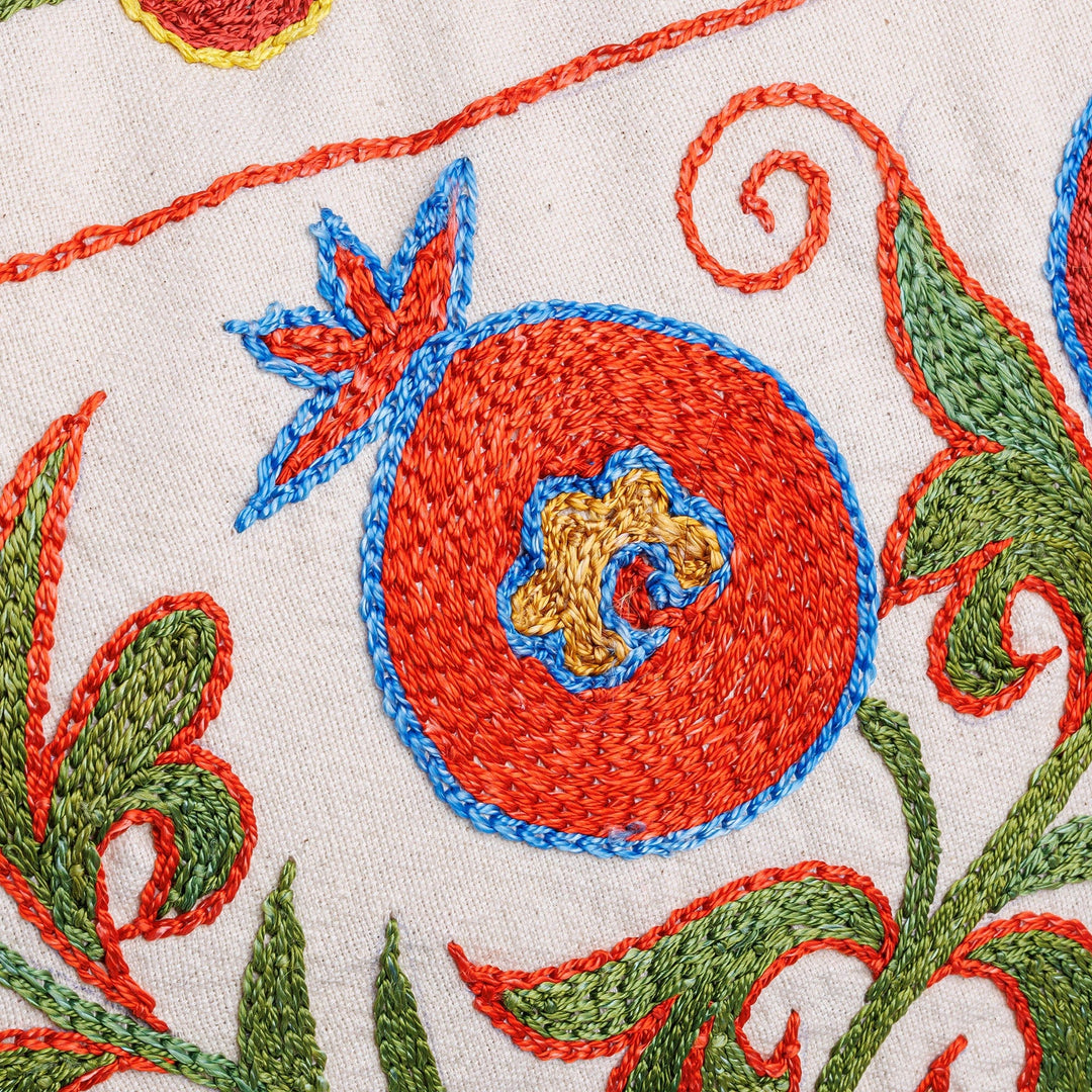 Pomegranate Embroidered Cotton and Viscose Pillow Sham - Enchanted Era