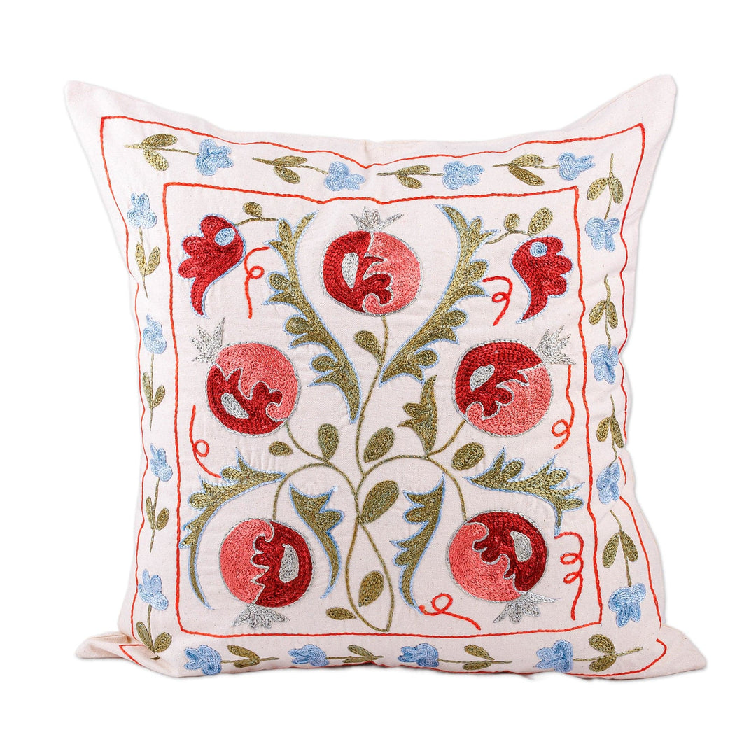 Green, Red and Blue Embroidered Cotton Pillow Sham - Bewitched Forest