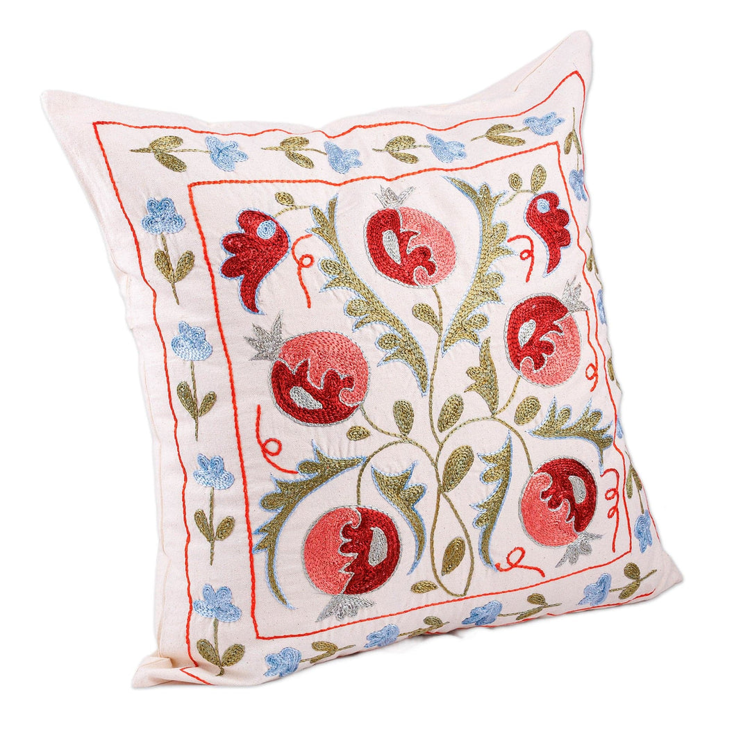 Green, Red and Blue Embroidered Cotton Pillow Sham - Bewitched Forest