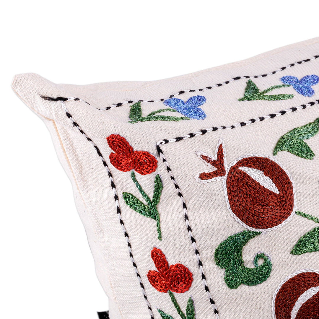 Pomegranate Embroidered Cotton and Viscose Pillow Sham - Marvelous Pomegranate