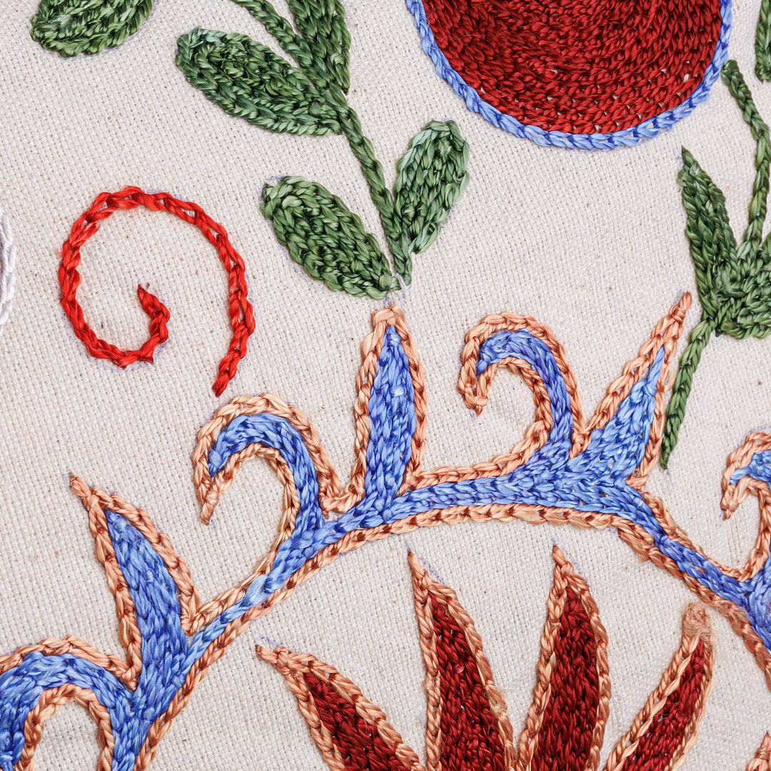 Pomegranate Embroidered Cotton and Viscose Pillow Sham - Marvelous Pomegranate