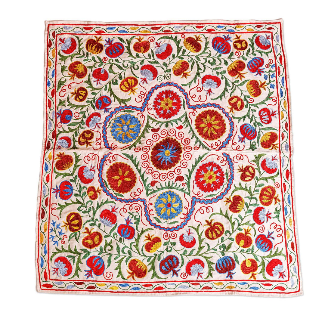 Classic Pomegranate-Themed Silk and Viscose Tablecloth - Pomegranate Court