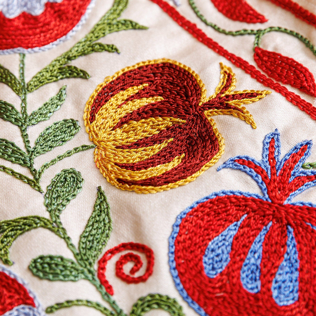 Classic Pomegranate-Themed Silk and Viscose Tablecloth - Pomegranate Court